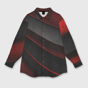 Мужская рубашка oversize 3D с принтом Красная абстракция с черными линиями в Тюмени,  |  | Тематика изображения на принте: 