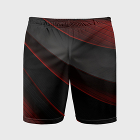 Мужские шорты спортивные с принтом Красная абстракция с черными линиями в Тюмени,  |  | Тематика изображения на принте: 