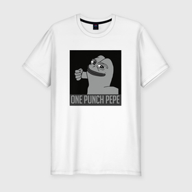 Мужская футболка хлопок Slim с принтом One punch pepe в Белгороде, 92% хлопок, 8% лайкра | приталенный силуэт, круглый вырез ворота, длина до линии бедра, короткий рукав | Тематика изображения на принте: 