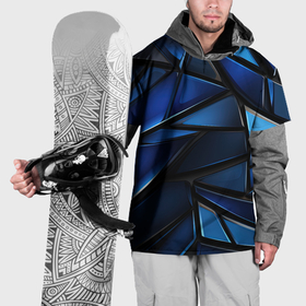 Накидка на куртку 3D с принтом Синие объемные геометрические объекты в Кировске, 100% полиэстер |  | 