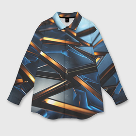 Мужская рубашка oversize 3D с принтом Объемные блестящие плиты в Петрозаводске,  |  | 
