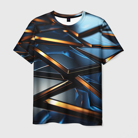Мужская футболка 3D с принтом Объемные блестящие плиты в Екатеринбурге, 100% полиэфир | прямой крой, круглый вырез горловины, длина до линии бедер | 