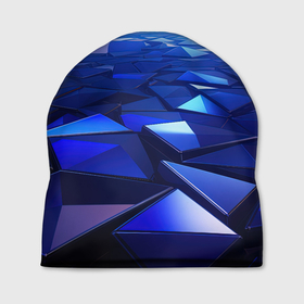 Шапка 3D с принтом Синие объемные блестящие плиты в Курске, 100% полиэстер | универсальный размер, печать по всей поверхности изделия | 
