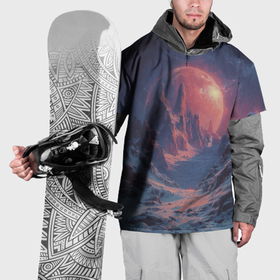 Накидка на куртку 3D с принтом Горы на далёкой планете в Петрозаводске, 100% полиэстер |  | 
