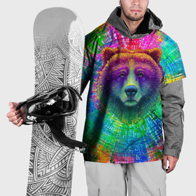 Накидка на куртку 3D с принтом Цветной медведь , 100% полиэстер |  | 