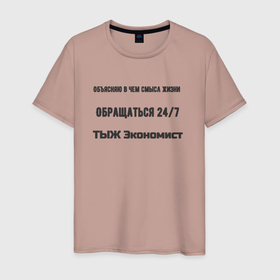 Мужская футболка хлопок с принтом ТЫЖ Экономист в Екатеринбурге, 100% хлопок | прямой крой, круглый вырез горловины, длина до линии бедер, слегка спущенное плечо. | 