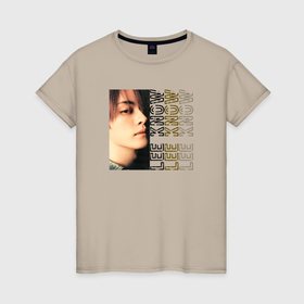 Женская футболка хлопок с принтом Lee Know top в Екатеринбурге, 100% хлопок | прямой крой, круглый вырез горловины, длина до линии бедер, слегка спущенное плечо | 