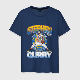 Мужская футболка хлопок с принтом Стефен Карри НБА в Петрозаводске, 100% хлопок | прямой крой, круглый вырез горловины, длина до линии бедер, слегка спущенное плечо. | 