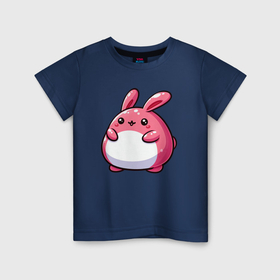 Детская футболка хлопок с принтом Толстый розовый кролик в Белгороде, 100% хлопок | круглый вырез горловины, полуприлегающий силуэт, длина до линии бедер | 