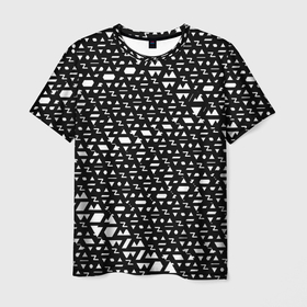 Мужская футболка 3D с принтом Геометрические фигуры белые в Кировске, 100% полиэфир | прямой крой, круглый вырез горловины, длина до линии бедер | 