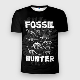 Мужская футболка 3D Slim с принтом Fossil hunter в Екатеринбурге, 100% полиэстер с улучшенными характеристиками | приталенный силуэт, круглая горловина, широкие плечи, сужается к линии бедра | Тематика изображения на принте: 