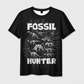 Мужская футболка 3D с принтом Fossil hunter , 100% полиэфир | прямой крой, круглый вырез горловины, длина до линии бедер | Тематика изображения на принте: 