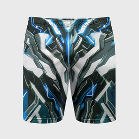 Мужские шорты спортивные с принтом Неоновая кибер броня синяя в Белгороде,  |  | 