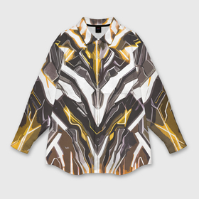 Мужская рубашка oversize 3D с принтом Неоновая кибер броня жёлтая в Белгороде,  |  | Тематика изображения на принте: 