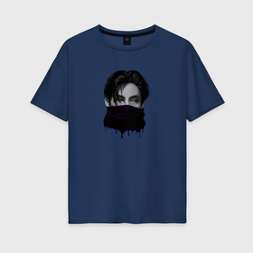 Женская футболка хлопок Oversize с принтом Бтс тэхен арт bts в Кировске, 100% хлопок | свободный крой, круглый ворот, спущенный рукав, длина до линии бедер
 | 