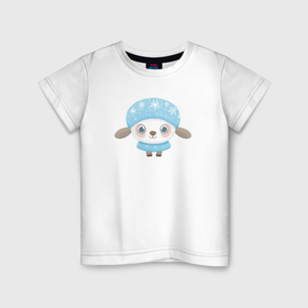 Детская футболка хлопок с принтом Маленькая овечка в Курске, 100% хлопок | круглый вырез горловины, полуприлегающий силуэт, длина до линии бедер | 