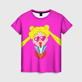 Женская футболка 3D с принтом Банни Цукино   Сейлор мун парная в Тюмени, 100% полиэфир ( синтетическое хлопкоподобное полотно) | прямой крой, круглый вырез горловины, длина до линии бедер | 