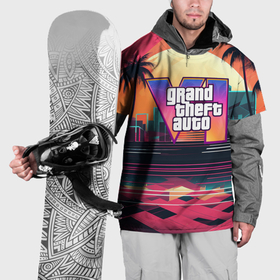 Накидка на куртку 3D с принтом GTA 6 логотип на фоне заката , 100% полиэстер |  | Тематика изображения на принте: 