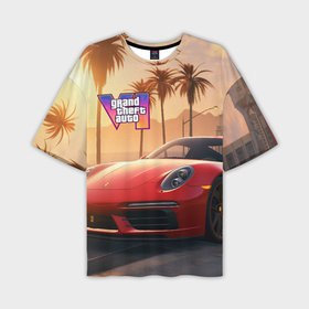Мужская футболка oversize 3D с принтом GTA 6 logo auto style ,  |  | 