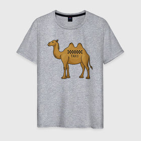 Мужская футболка хлопок с принтом Такси верблюд в Петрозаводске, 100% хлопок | прямой крой, круглый вырез горловины, длина до линии бедер, слегка спущенное плечо. | 