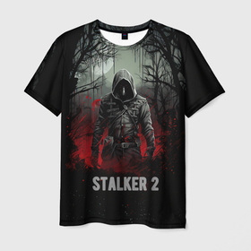 Мужская футболка 3D с принтом Stalker 2 dark mode в Екатеринбурге, 100% полиэфир | прямой крой, круглый вырез горловины, длина до линии бедер | 