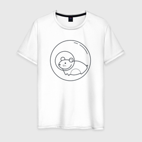 Мужская футболка хлопок с принтом Хома в шарике в Петрозаводске, 100% хлопок | прямой крой, круглый вырез горловины, длина до линии бедер, слегка спущенное плечо. | 