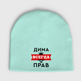 Мужская шапка демисезонная с принтом Дима всегда прав   корона в Санкт-Петербурге,  |  | Тематика изображения на принте: 