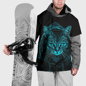 Накидка на куртку 3D с принтом Кот хакер в капюшоне , 100% полиэстер |  | 