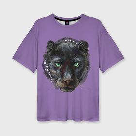 Женская футболка oversize 3D с принтом Хищница пантера в Петрозаводске,  |  | 