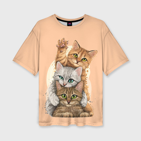 Женская футболка oversize 3D с принтом Забавные котята в Курске,  |  | 