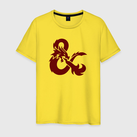 Мужская футболка хлопок с принтом Подземелья и драконы лого в Кировске, 100% хлопок | прямой крой, круглый вырез горловины, длина до линии бедер, слегка спущенное плечо. | 
