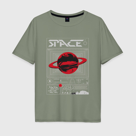 Мужская футболка хлопок Oversize с принтом Space streetwear в Петрозаводске, 100% хлопок | свободный крой, круглый ворот, “спинка” длиннее передней части | 