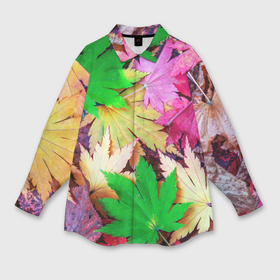 Мужская рубашка oversize 3D с принтом Разноцветные осенние листья в Курске,  |  | 