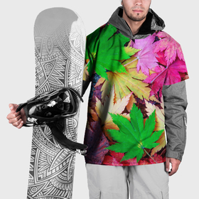 Накидка на куртку 3D с принтом Разноцветные осенние листья в Екатеринбурге, 100% полиэстер |  | 