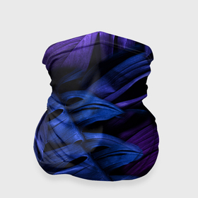 Бандана-труба 3D с принтом Листья монстера под сине фиолетовым свечением в Тюмени, 100% полиэстер, ткань с особыми свойствами — Activecool | плотность 150‒180 г/м2; хорошо тянется, но сохраняет форму | 
