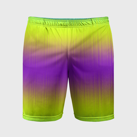 Мужские шорты спортивные с принтом Неоновые салатовые и фиолетовые полосы в Белгороде,  |  | 