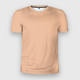 Мужская футболка 3D Slim с принтом Однотонный цвет бежево персиковый в Новосибирске, 100% полиэстер с улучшенными характеристиками | приталенный силуэт, круглая горловина, широкие плечи, сужается к линии бедра | Тематика изображения на принте: 