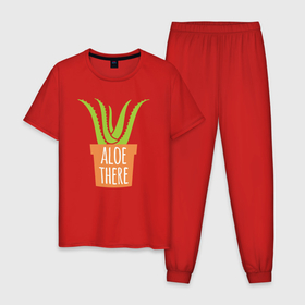 Мужская пижама хлопок с принтом Aloe there в Тюмени, 100% хлопок | брюки и футболка прямого кроя, без карманов, на брюках мягкая резинка на поясе и по низу штанин
 | 
