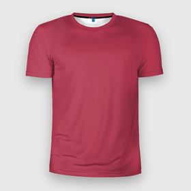 Мужская футболка 3D Slim с принтом Однотонный красно малиновый брусничный цвет в Санкт-Петербурге, 100% полиэстер с улучшенными характеристиками | приталенный силуэт, круглая горловина, широкие плечи, сужается к линии бедра | 