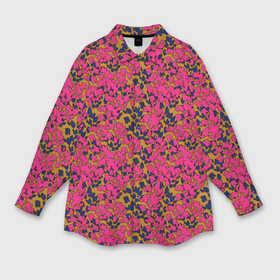 Мужская рубашка oversize 3D с принтом Взаимосвязанные листочки, розового жёлтого и синего цвета в Петрозаводске,  |  | 
