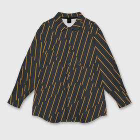 Мужская рубашка oversize 3D с принтом Чёрные полосы и оранжевые полосочки в Екатеринбурге,  |  | Тематика изображения на принте: 