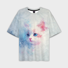 Мужская футболка oversize 3D с принтом Ясноглазый котёнок в Санкт-Петербурге,  |  | Тематика изображения на принте: 
