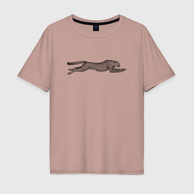Мужская футболка хлопок Oversize с принтом Бегущий гепард в Курске, 100% хлопок | свободный крой, круглый ворот, “спинка” длиннее передней части | 