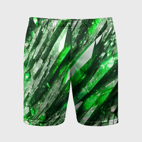 Мужские шорты спортивные с принтом Зелёные драгоценные кристаллы в Санкт-Петербурге,  |  | 