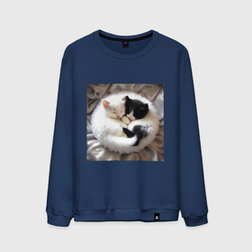 Мужской свитшот хлопок с принтом Два любящих котика обнимаются клубочком в Курске, 100% хлопок |  | Тематика изображения на принте: 