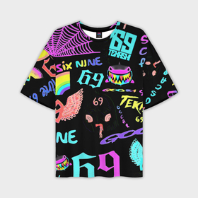 Мужская футболка oversize 3D с принтом 6ix9ine logo rap bend в Тюмени,  |  | 