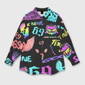 Мужская рубашка oversize 3D с принтом 6ix9ine logo rap bend в Тюмени,  |  | 