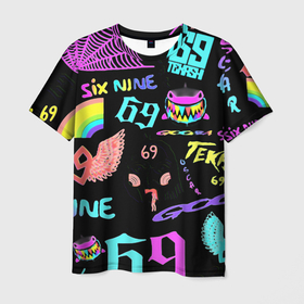 Мужская футболка 3D с принтом 6ix9ine logo rap bend в Кировске, 100% полиэфир | прямой крой, круглый вырез горловины, длина до линии бедер | 