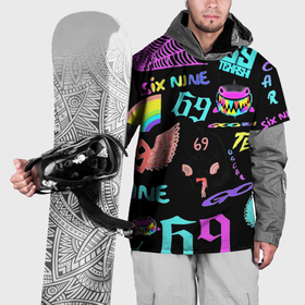 Накидка на куртку 3D с принтом 6ix9ine logo rap bend в Тюмени, 100% полиэстер |  | Тематика изображения на принте: 