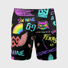 Мужские шорты спортивные с принтом 6ix9ine logo rap bend в Тюмени,  |  | 